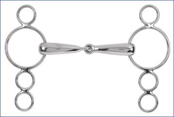 Dutch Gag Snaffle, 4 Rings, Hollow Mouth