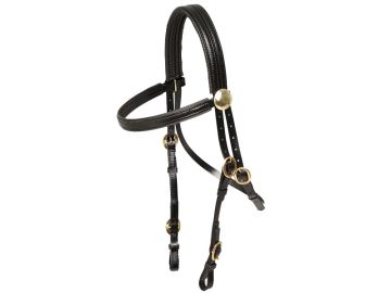 Rosette Race Bridle, Black with Brass - Zilco